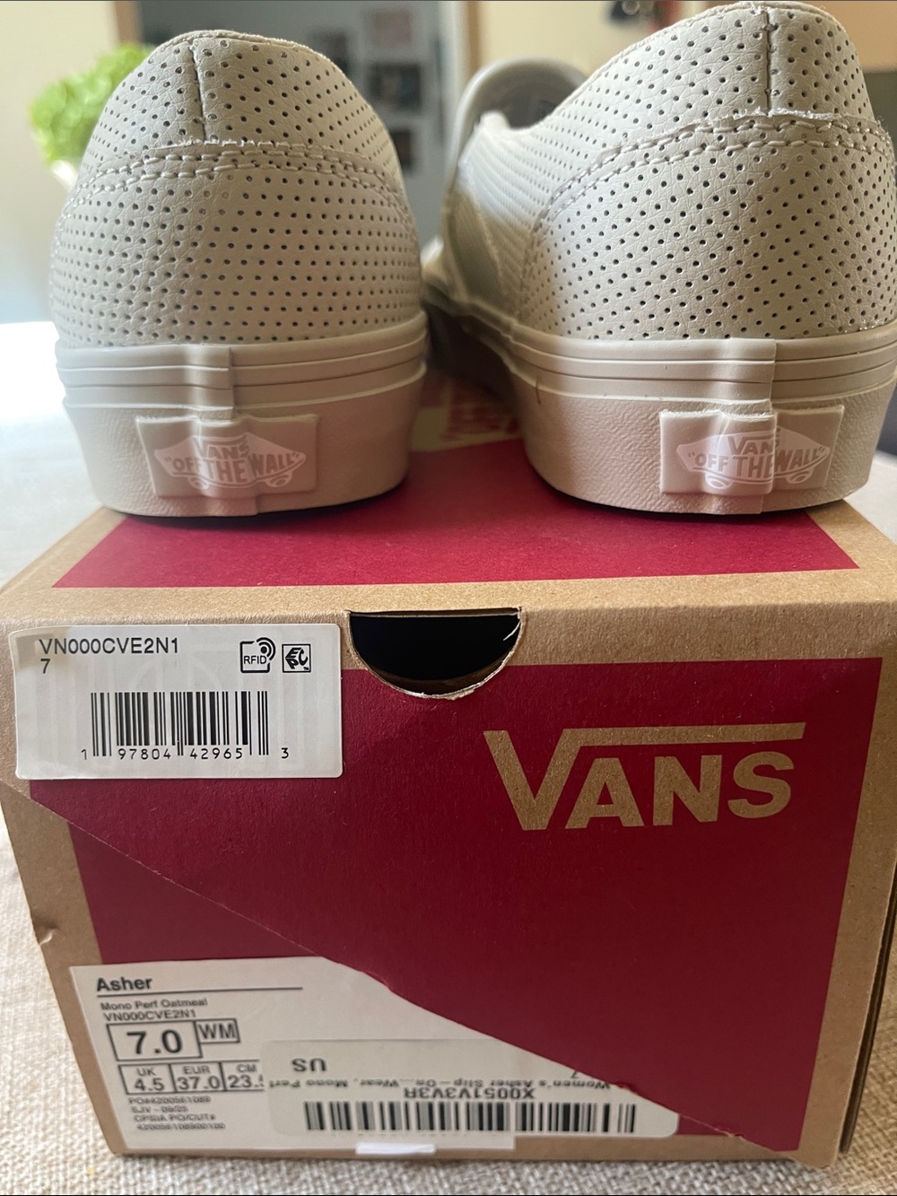 Vans Asher Perforated Slip-On Sneakers in oatmeal color - Picture 4 of 4